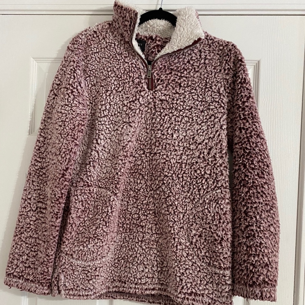 Size small 1/4 zip cozy maroon Sherpa